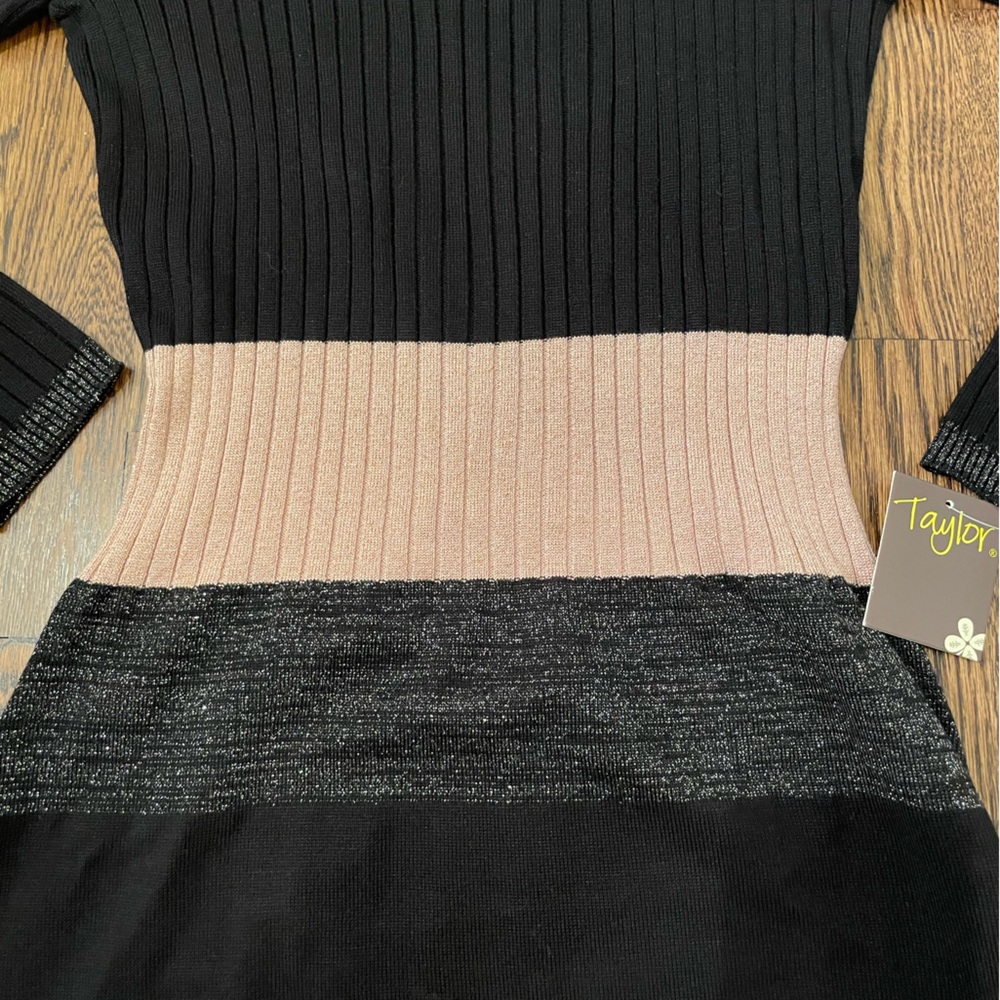 Taylor A Line Color Block Ribbed Sweater Dress - Picture 5 of 5